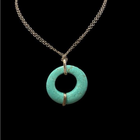 Vintage Signed Coolie Lee Turquoise Necklace 18” Chain - non/ binary - Picture 7 of 8